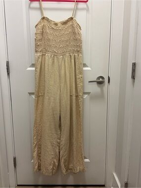 Women’s Exeu Smocked Bodice Wide-Leg Jumpsuit Size M